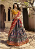 Blue & Red Banarasi Jacquard Silk Bridal Lehenga Choli