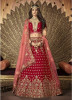 Red Net & Satin Silk Bridal Lehenga Choli