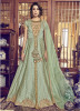 Light Green & Beige Jacquard Silk Net Anarkalis Salwar Suit