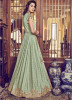 Light Green & Beige Jacquard Silk Net Anarkalis Salwar Suit