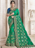 Dark Green & Blue Banarasi Silk Saree