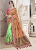 Light Green & Brown Banarasi Silk Saree