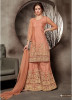 Light Orange Net Gharara-Bottom Salwar Suit