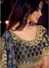 Blue & Brown Silk Embroidery Saree