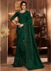 Dark Green Pure Satin Silk All Over Saree With Heavy Work Wedding Saree