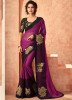 Dark Purple & Black Silk Embroidery Saree