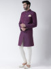 Purple & White Woven Design Sherwani
