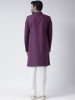 Purple & White Woven Design Sherwani