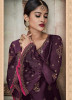 Dark Purple Pure Banglori Silk Jacquard Straight-Cut Salwar Suit