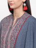 Grey & Maroon Printed Kurta with Palazzos & Dupatta