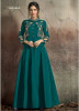 Teal Blue Soft Tapeta With Stitched Koti Style Floor- Length Readymade Gown