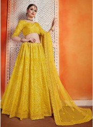 Yellow Art Silk Bridal Lehenga Choli