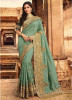Mint Silk With Heavy Embroidery Saree