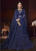 Blue Net With Heavy Diamond Work Bridal Lehenga Choli