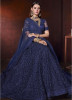 Blue Net With Heavy Diamond Work Bridal Lehenga Choli