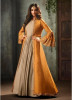 Beige & Orange Viscose Slub Silk Ankle-Length Salwar Suit