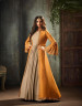 Beige & Orange Viscose Slub Silk Ankle-Length Salwar Suit
