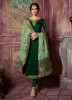 Dark Green Satin Georgette Salwar Suit