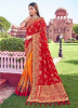 Red & Persimmon Banarasi Silk Saree