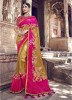 Pink & Mustard Banarasi Pure Silk Embroidery Saree