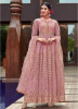 Flamingo Pink Net With Embroidery Work Anarkali Suit