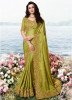 Lime Green Satin Silk Saree