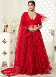 Red Net With Art Silk Lehenga Choli