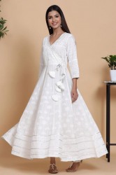 White Angarkha Kurti Dress