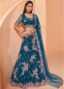 Cerulean Blue Net Wedding Lehenga Choli
