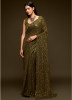 Olive Green  Georgette With Sequins Work Saree