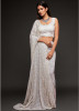White  Georgette With Sequins Work Saree