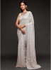 White  Georgette With Sequins Work Saree