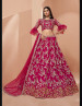Deep Pink Net With Thread, Zari & Sequins Work Wedding Lehenga Choli