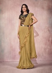 BURLYWOOD LYCRA EMBROIDERY PARTY-WEAR BOUTIQUE SAREE