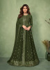 OLIVE GREEN GEORGETTE EMBROIDERED PARTY-WEAR FLOOR-LENGTH SALWAR KAMEEZ [SHAMITA SHETTY COLLECTION]