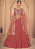 SALMON GEORGETTE WITH SEQUINS WORK PARTY WEAR LEHENGA CHOLI