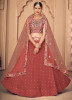 SALMON GEORGETTE WITH SEQUINS WORK PARTY WEAR LEHENGA CHOLI