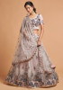 Stunning Grey Zari Embroidered Net Wedding Wear Lehenga Choli