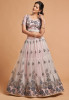 Stunning Grey Zari Embroidered Net Wedding Wear Lehenga Choli