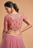 Miraculous Dusty Pink Net Party wear Thread Embroidery Lehenga Choli