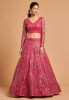 Luxurious Hot Pink Net Party wear Thread Embroidery Lehenga Choli