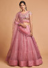 Blush Pink Party Wear Zari Embroidery Net Lehenga Choli