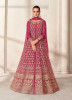 DARK PINK SILK EMBROIDERED PARTY-WEAR FRONT-SLIT SALWAR KAMEEZ