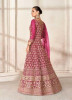 DARK PINK SILK EMBROIDERED PARTY-WEAR FRONT-SLIT SALWAR KAMEEZ