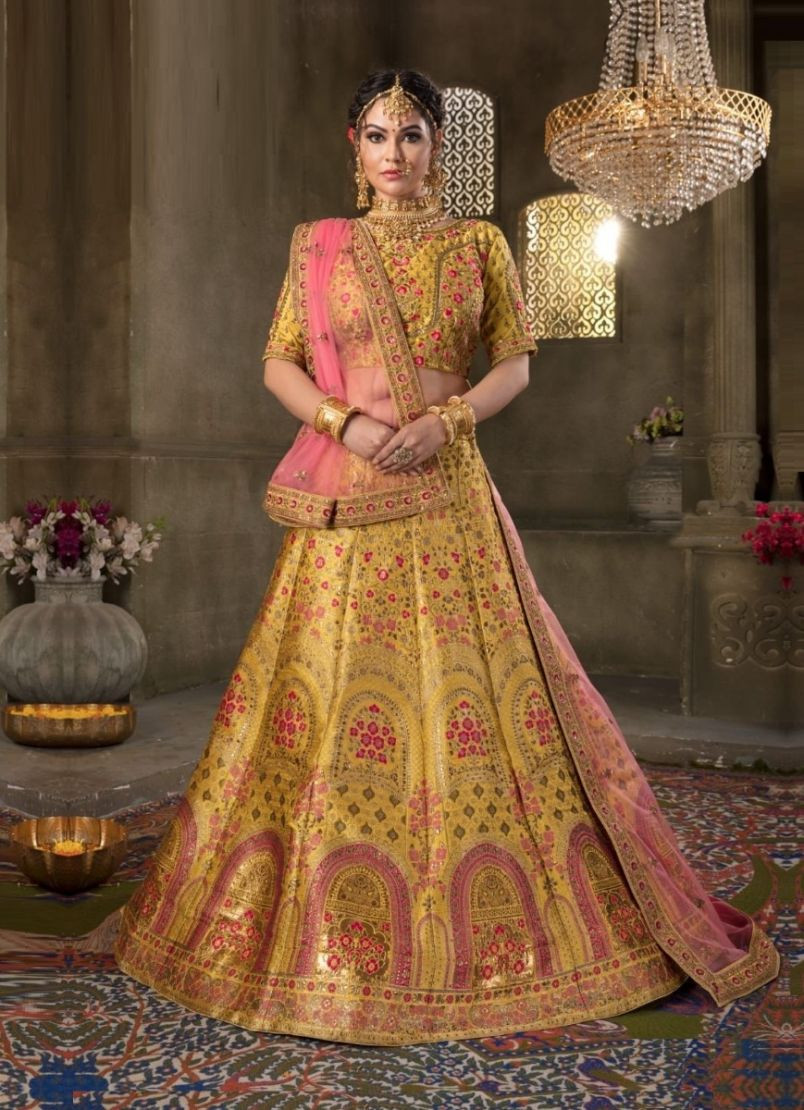 Haldi Partywear Yellow Indo Western Lehenga Jacket Set | Designer Suit