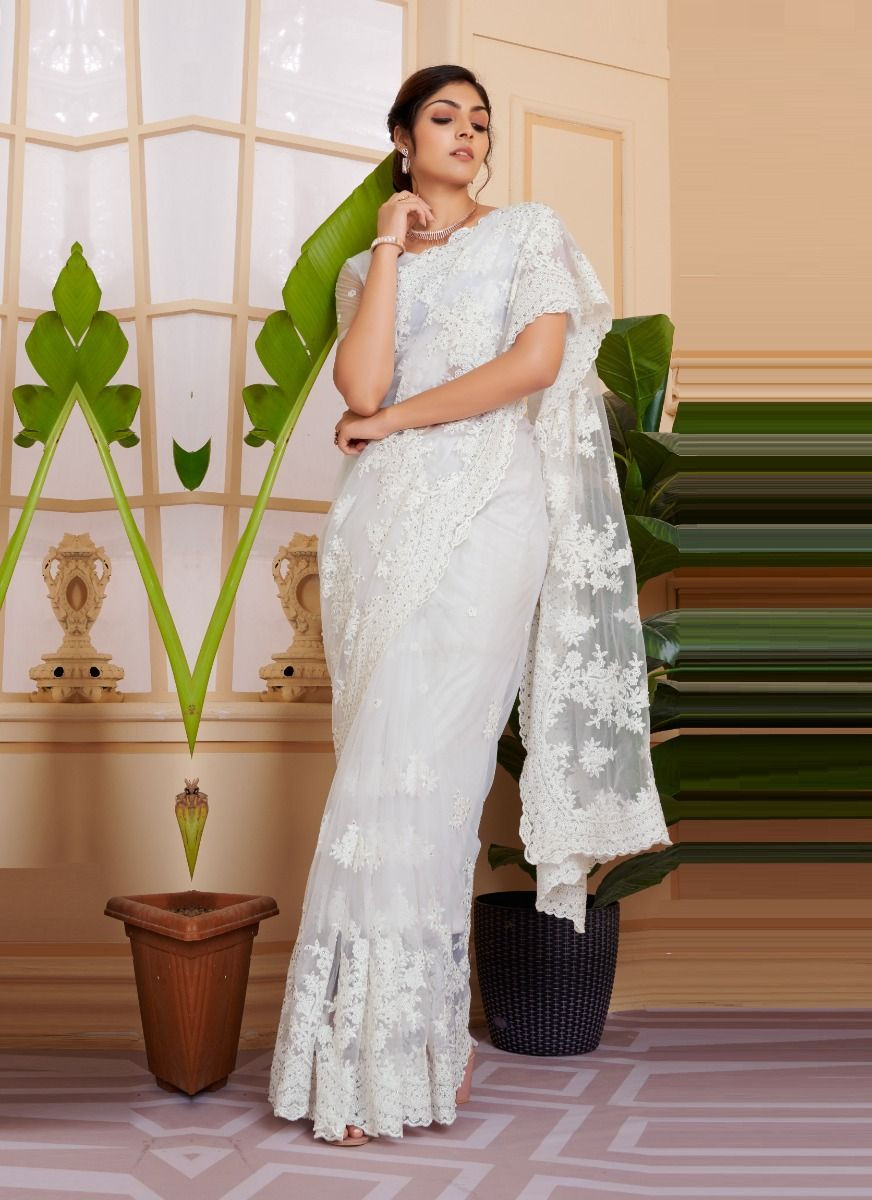 Rewaa Presents Rajgharana Brasso Stone work Saree at Rs.2125/Piece in surat  offer by Rewaa Fashion