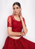 RED NET WITH EMBROIDERY & HAND-WORK PARTY-WEAR STYLISH LEHENGA CHOLI