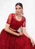 RED NET WITH EMBROIDERY & HAND-WORK PARTY-WEAR STYLISH LEHENGA CHOLI