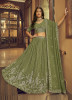 OLIVE GREEN FAUX GEORGETTE EMBROIDERED PARTY-WEAR STYLISH LEHENGA CHOLI