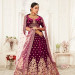 Hypnotic Purple Floral Embroidery Velvet Wedding Lehenga Choli With pink Dupatta